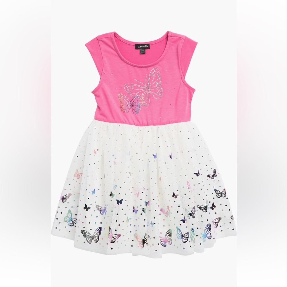 Zunie Pink and White Butterfly Dress 4